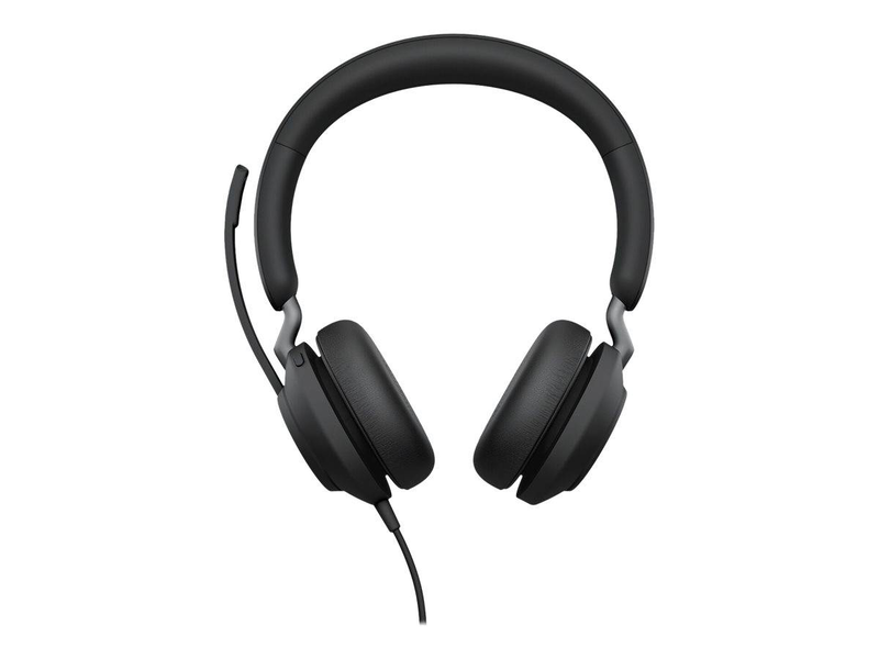 Jabra evolve2 40 se uc stereo wired on-ear USB-c headset black 3 mic noise isolating busylight extended cord-null