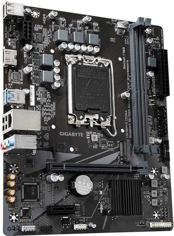Gigabyte h610m k ddr4 micro-atx motherboard lga 1700 intel h610 pcie 4.0 x16 m.2 HDMI gbe lan black-null