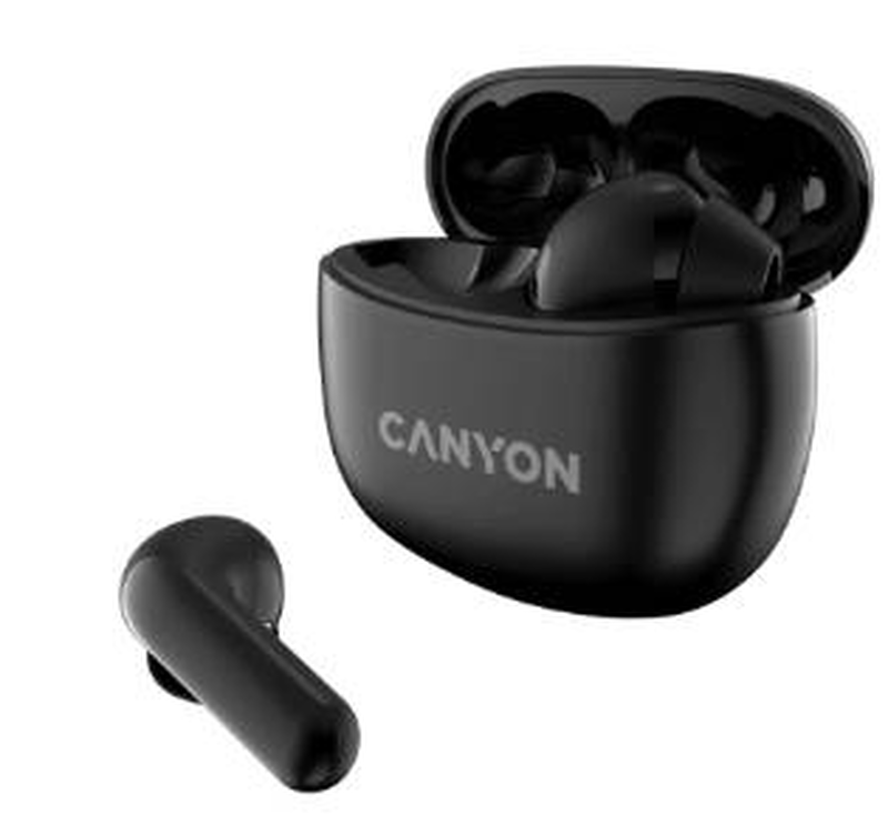 Canyon tws-5 true wireless earbuds black bluetooth 5.3 10mm drivers 37.5h battery USB-c with microphone-null
