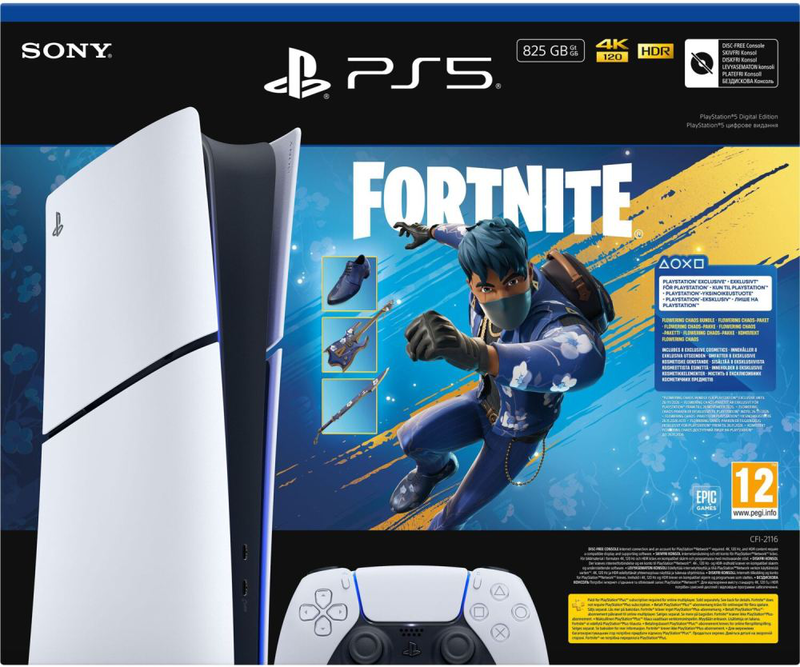 Sony playstation 5 PS5 slim digital edition e chassis 825GB with fortnite bundle voucher-null