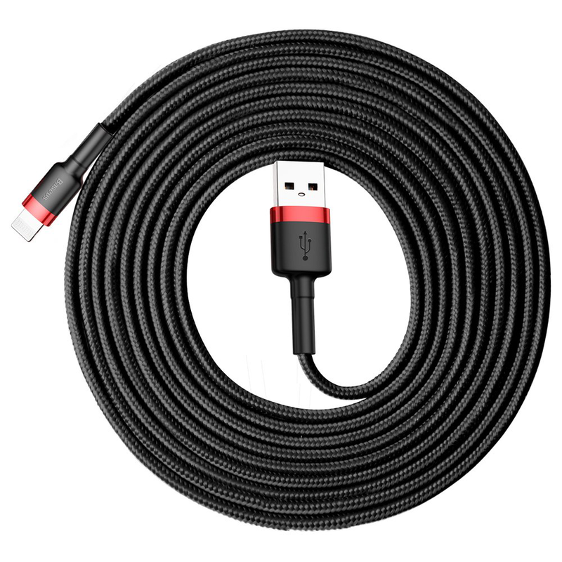 Baseus cafule braided lightning cable 2a 3m black/red, , medium-null