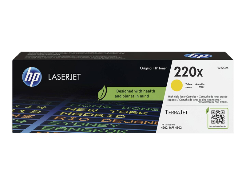Hp 220x yellow original high yield toner cartridge w2202x 5500 pages for color laserjet pro 4201dn 4201dw mfp 4301fdn-null