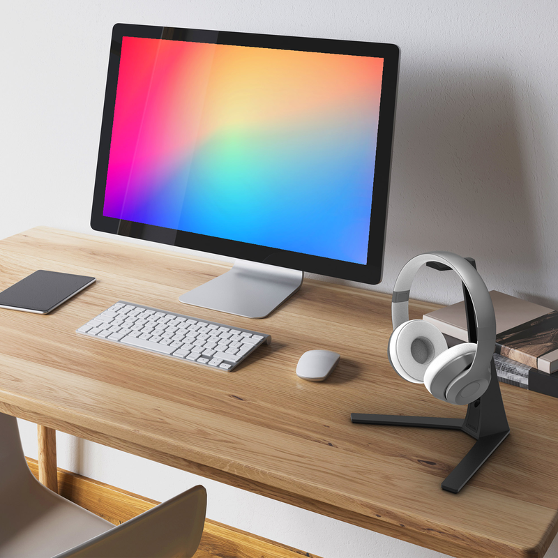 Kanto h3 universal desktop headset stand with silicone padding and adapter holder-null