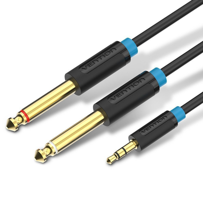 Vention audio 3.5mm m to 2&times;6.3mm m cable 3.0m bacbi, , medium