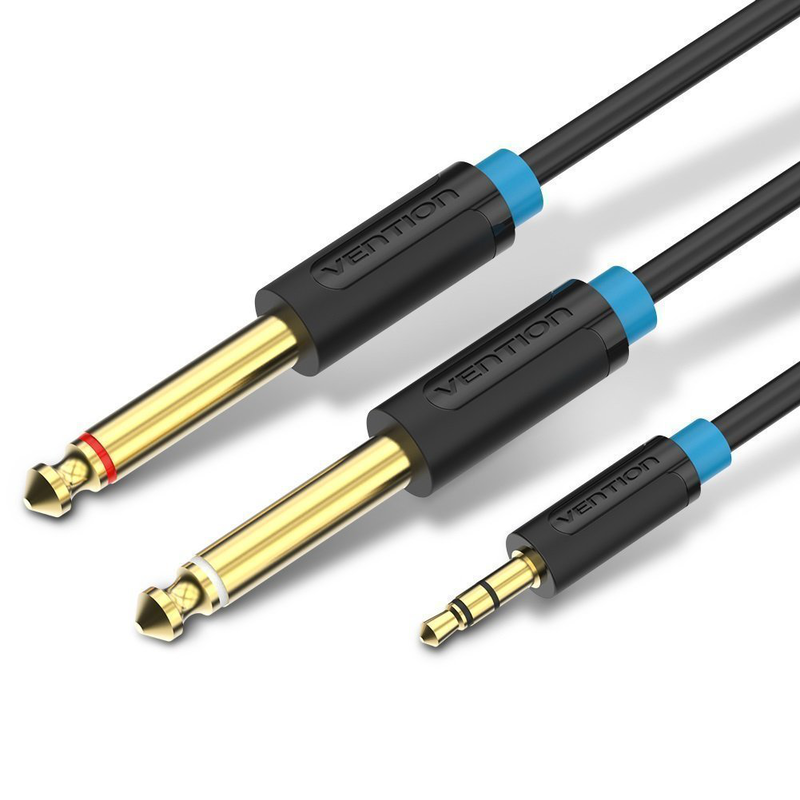 Vention audio 3.5mm m to 2&times;6.3mm m cable 3.0m bacbi, , medium-null