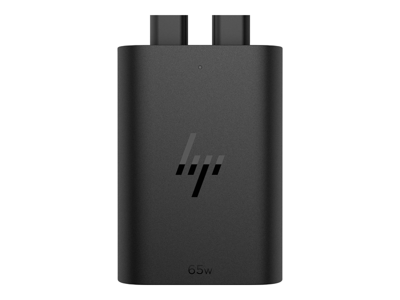Hp 65w USB-c laptop charger 600q8ut dual-device USB-c plus USB-a power delivery for hp laptops eu black-null