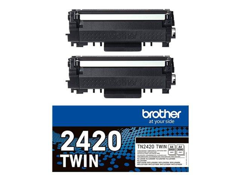 Brother tn-2420 twin pack black original high-yield toner 2x3,000 pages for hl-l2350 dcp-l2530 mfc-l2710 mono laser-null