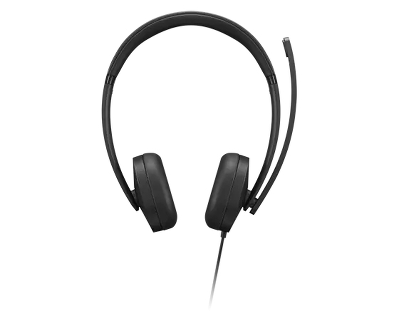Lenovo USB-a wired stereo headset Gen 2 4xd1p83425 on-ear boom mic in-line controls plug and play black-null