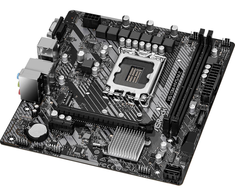 Asrock h610m-hvs/m.2 r2.0 micro-atx motherboard lga 1700 intel h610 ddr4 pcie 4.0 x16 m.2 HDMI vga gbe lan black-null