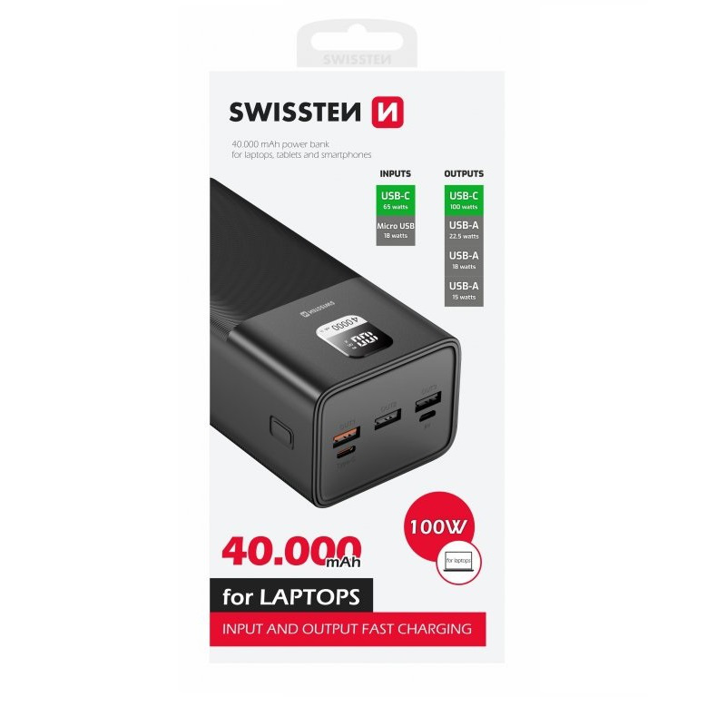 Swissten power line 40000mAh 100w powerbank black, , medium image number null