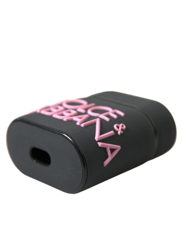 Black pink silicone embossed logo AirPods case-null