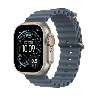 Apple Watch Ultra 3 GPS + Cellular 49mm Natural Titanium Case with Anchor Blue Ocean Band, Natural Titanium, medium