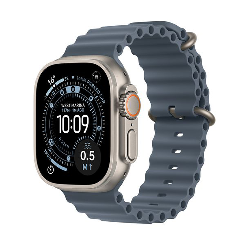 Apple Watch Ultra 3 GPS + Cellular 49mm Natural Titanium Case with Anchor Blue Ocean Band-null