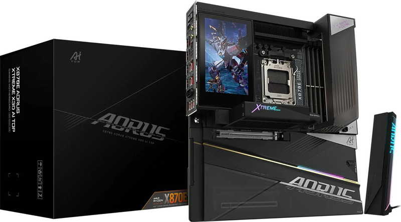 Gigabyte x870e aorus xtreme x3d ai top AMD am5 e-atx motherboard ddr5 9000 oc 5" lcd Wi-Fi 7 dual 10GBe-null