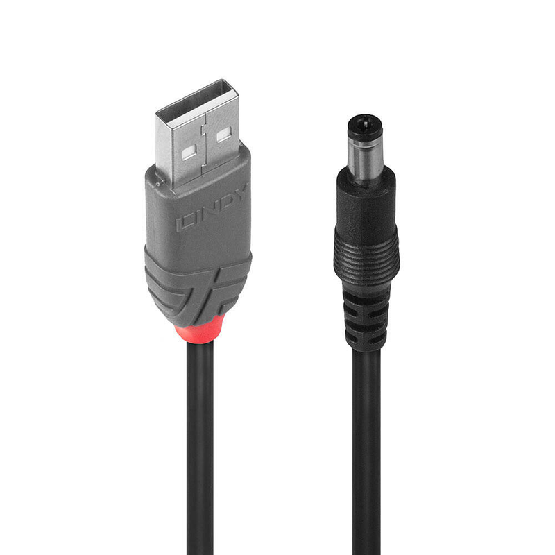 Lindy - USB / power cable - dc jack 5.5 x 2.1 mm (m) to USB (power only) (m) - 1.5 m - black-null