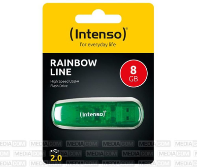Intenso USB 2.0 stick 8GB, rainbow line, green, , medium