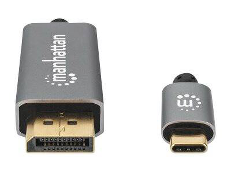 Manhattan USB-c to displayport 1.4 cable, 8k@60hz, 2m, male to male, black, equivalent to startech cdp2dp146b (except 20cm longer), three year warranty, polybag - displayport cable - 24 pin USB-c (m) to displayport (m) - 2 m - 4k120hz support, 8k60hz supp-null