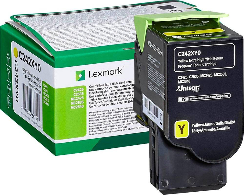 Lexmark c242xy0 yellow extra high yield original toner cartridge 3500 pages for c2425dw c2535dw mc2425 mc2535 mc2640-null