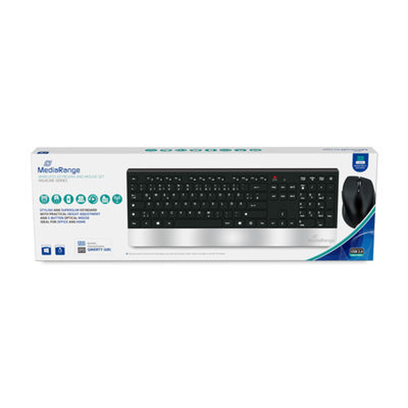 Mediarange wireless keyboard and mouse set, highline series, qwerty (gr), , medium-null