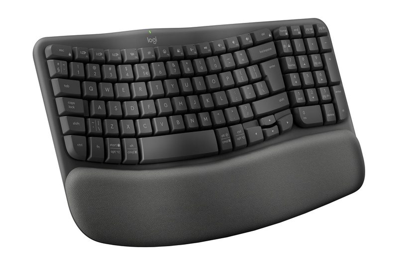 Logitech wave keys - keyboard - wireless - 2.4 GHz, bluetooth le - azerty - belgium - graphite, , medium-null