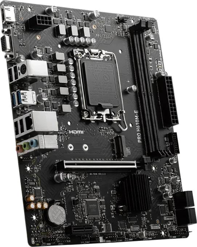 Msi pro h610m-e ddr5 micro-atx motherboard lga 1700 intel h610 pcie 4.0 m.2 2.5GBe lan HDMI vga black-null