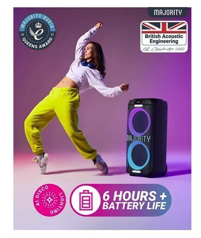 Majority speakers portable karaoke pulse p4 420w wireless mic bt/USB/rgb uk, , medium-null