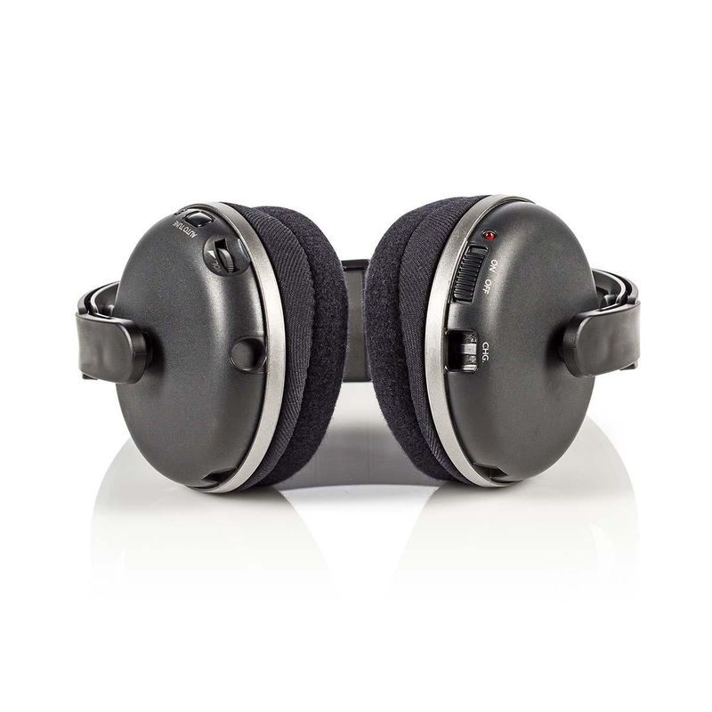 Nedis over ear wireless headphones radio frequency with 15 operating hrs black/silver, , medium-null