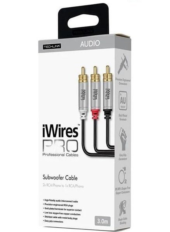 Techlink iwirespro subwoofer rca to 2 rca 3.0m 711043, , medium-null