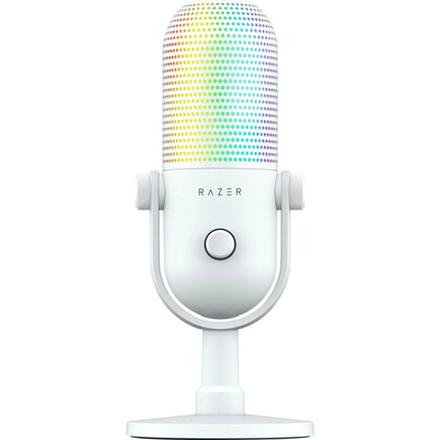 Razer seiren v3 chroma rgb USB condenser microphone gain limiter build-in shock absorb white, White, medium