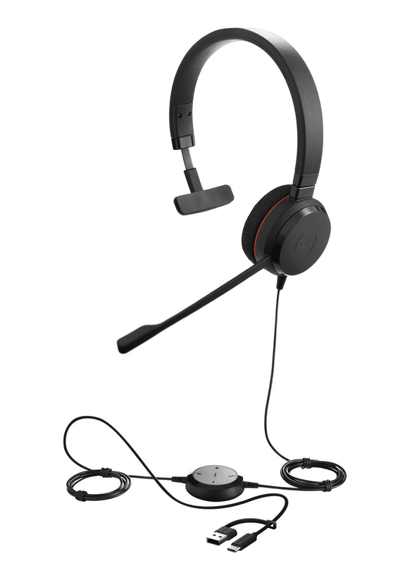 Jabra evolve 20se ms mono | USB-c/a | wired on-ear headset | noise-cancelling mic | inline call controller, , medium-null
