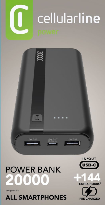 Cellularline power bank 20000mAh 12w &mu;&epsilon; 2 &theta;ύ&rho;&epsilon;&sigmaf;-null