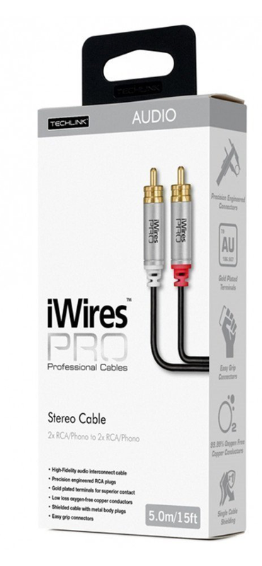 Techlink iwirespro 2rca to 2rca cable 5.0m 711035, , medium-null