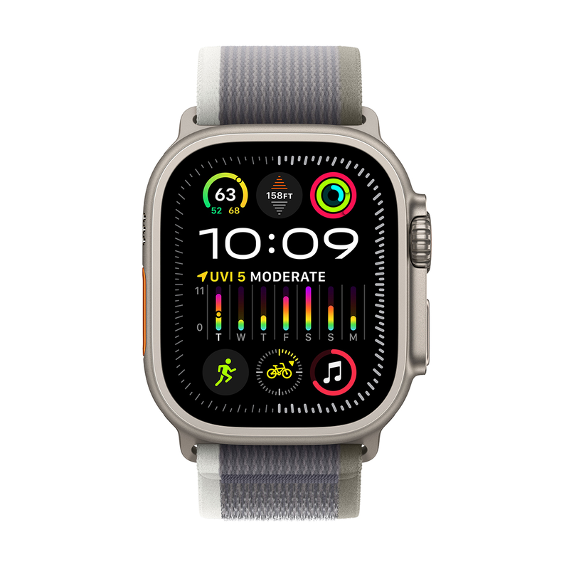 Watch ultra 2 GPS + cellular 49mm titanium case with green/gray trail loop s/m image number null
