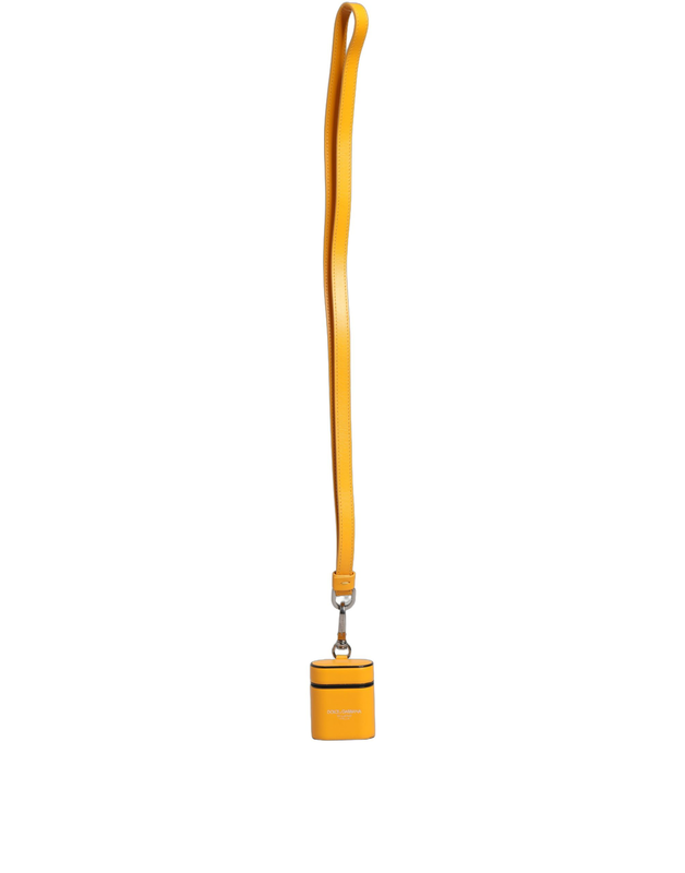 Case yellow calf leather logo flip holder strap AirPods-null