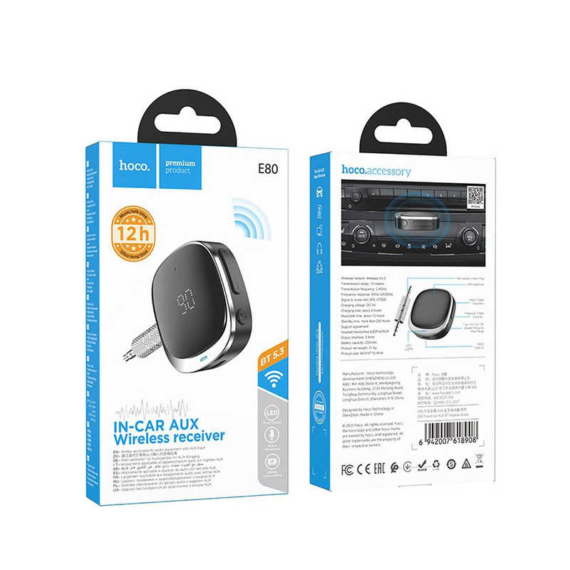 Hoco adapter aux jack 3,5mm bluetooth e80, , medium-null