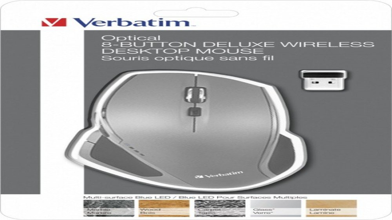 Verbatim mouse wireless 8-button deluxe blue led ergonomic, , medium-null