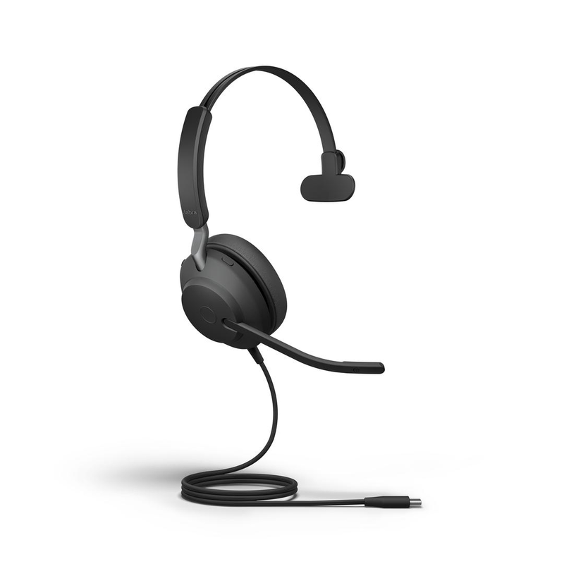 Jabra evolve2 40 se uc mono wired headset USB-c extended cord noise isolating black-null