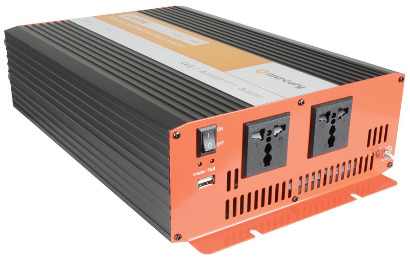 Product image: Mercury inverter pure sine wave 12vdc 600w USB 652.102uk, , medium-null