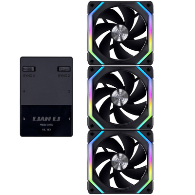 Lian li uni fan sl v2 triple (3pcs) with controller, Black - Rgb, medium