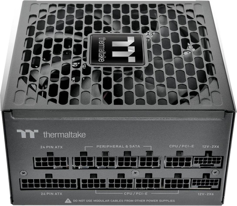 Thermaltake toughpower pt 1200w atx 3.1 psu 80+ platinum fully modular pcie 5.1 dual 12v-2x6 135mm black-null