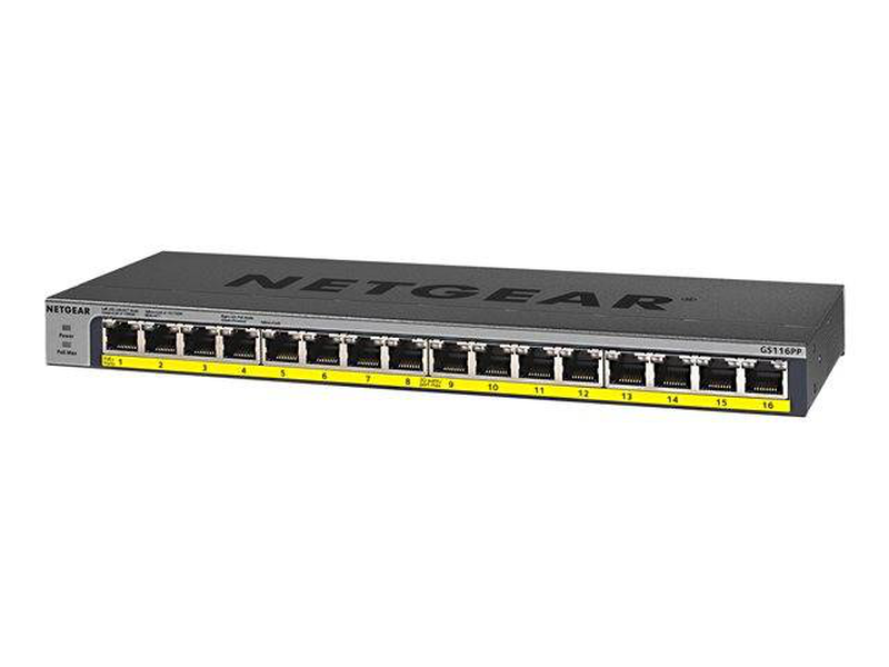 Netgear gs116lp 16-port gigabit ethernet poe+ switch | 76w poe budget | desktop/rack/wall mountable, , medium-null