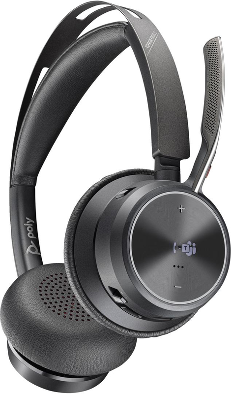 Poly voyager focus 2 - headset - on-ear - bluetooth - wireless - active noise cancelling - USB-c via bluetooth adapter - black - zoom certified, certified for microsoft teams, , medium-null