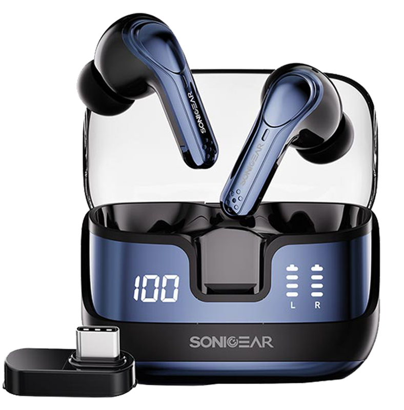 Sonicgear earphones bluetooth & USB-c dongle for pc earpump xp2 obsidian, , medium-null
