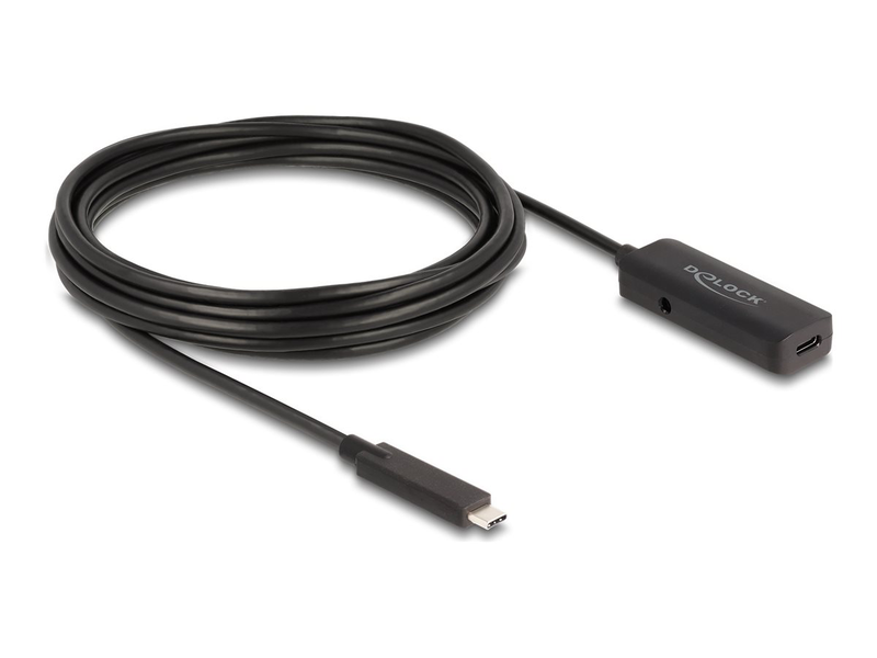 Delock - USB extension cable - 24 pin USB-c (m) to USB-c/power dc jack (f) - 5 v - 2 a - 5 m - up to 10GBps data transfer rate - black-null