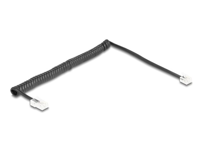 Delock - phone cable - rj-45 (m) to rj-11 (m) - 2 m - coiled - black-null