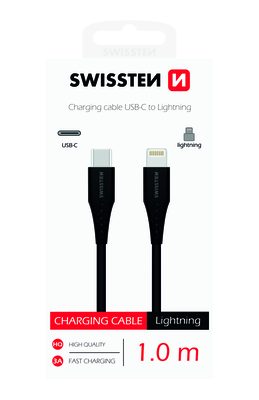 Swissten  1m USB-c to lightning 3a black