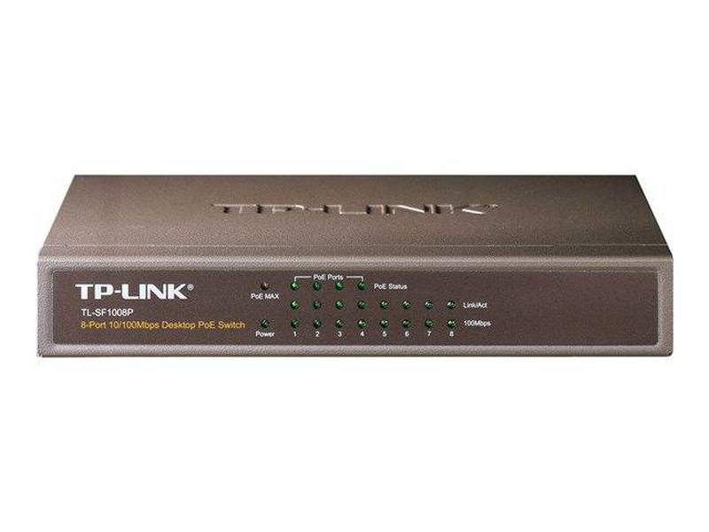 Tp-link tl-sf1008p 8-port 10/100mbps unmanaged desktop switch with 4-port poe metal-null