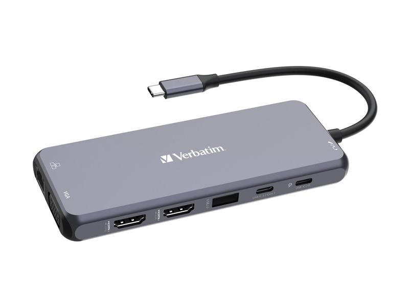Verbatim - hub - 2 x HDMI + 1 x vga + 7 x USB + 1 x 1 gigabit ethernet - desktop, , medium-null
