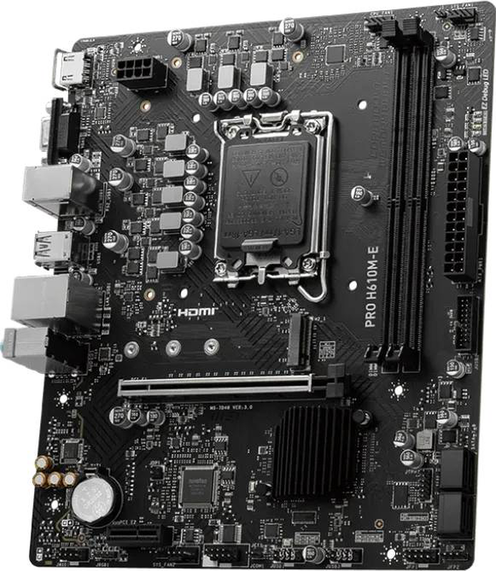 Msi pro h610m-e ddr5 micro-atx motherboard lga 1700 intel h610 pcie 4.0 m.2 2.5GBe lan HDMI vga black-null