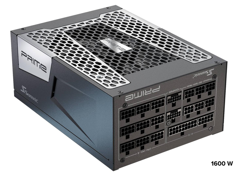 Seasonic prime px-1600 1600w atx power supply 80 plus platinum fully modular atx 3.0 pcie 5.0 dual 12vhpwr 135mm fan black-null